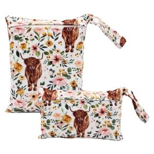 Highland Cattle Water Dry Bags Floral Print In 2 Different Sizes 2pc Lot